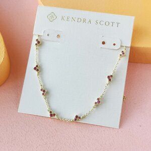 Kendra Scott - Haven Heart Pink Crystal Gold Strand Necklace - NEW